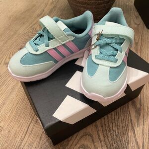 adidas Kids Mint Green & Pink Velcro Sneakers